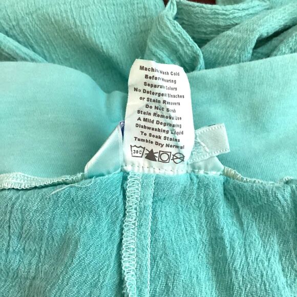 Fresh Produce Wide Leg Gauzy Bermuda Women's Pants 100% Cotton in Teal Large - Picture 7 of 7
